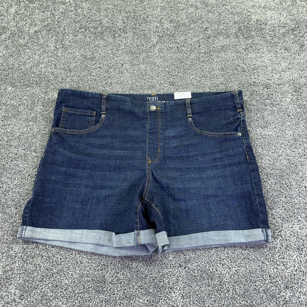 Time And Tru Shorts Womens XL Blue Denim Skimmer Cuffed Stretch Casual Summer